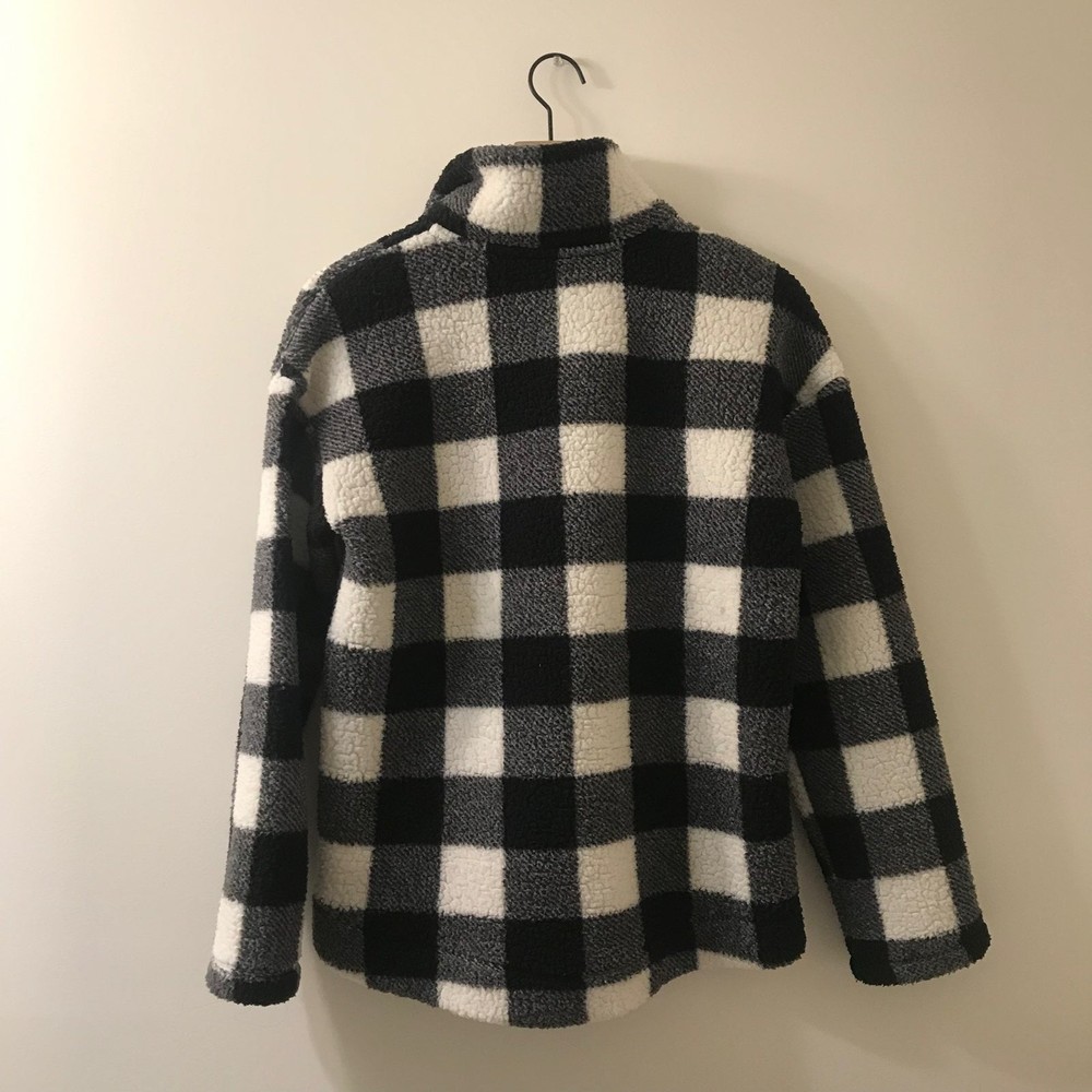 Old Navy Buffalo Plaid Half Zip Sherpa Pullover Sweater - Medium - Picture 4 of 4